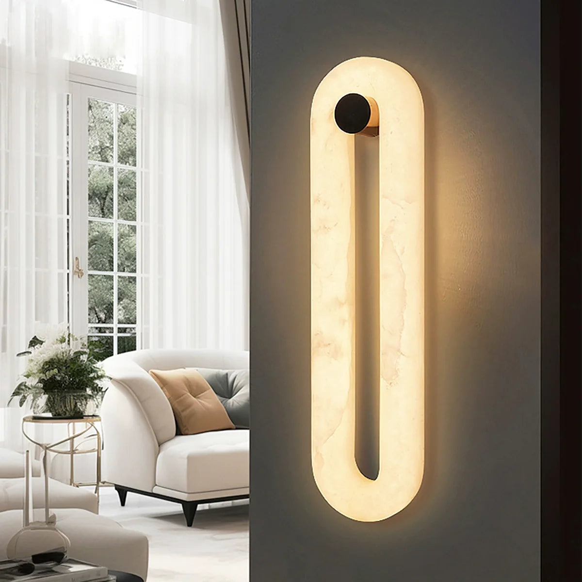 Elliptica Glow Alabaster Minimalist Wall Light