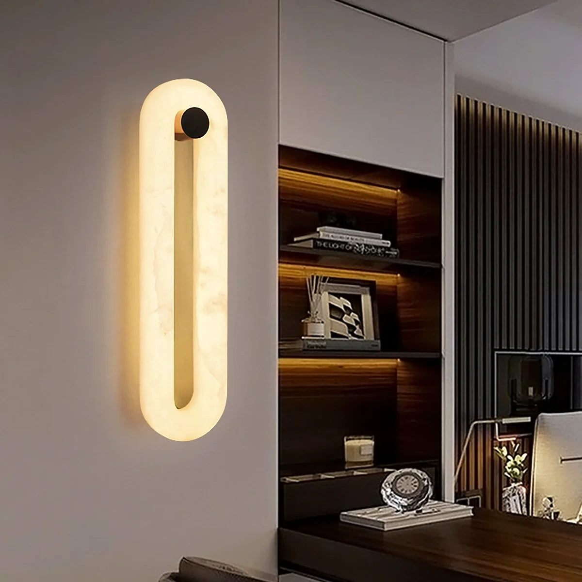 Elliptica Glow Alabaster Minimalist Wall Light