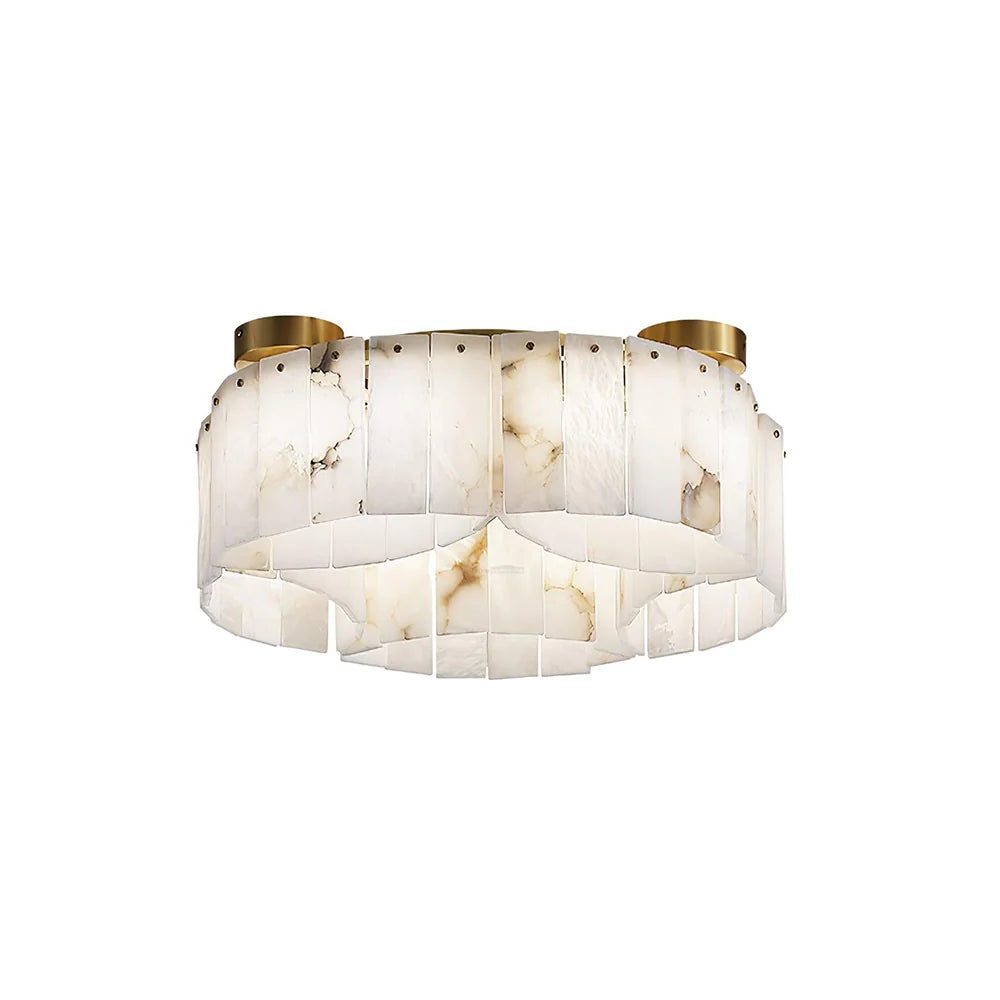 Serena Halo Alabaster Sculptural Brass Ceiling Lamp