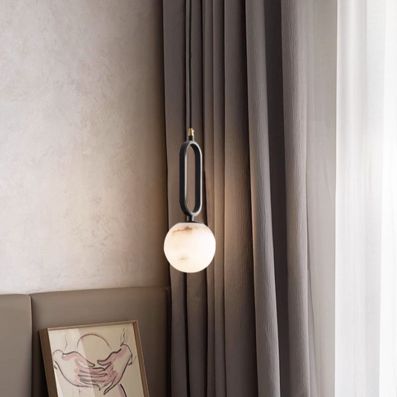 Alabaster Oval Ring Pendant Lamp