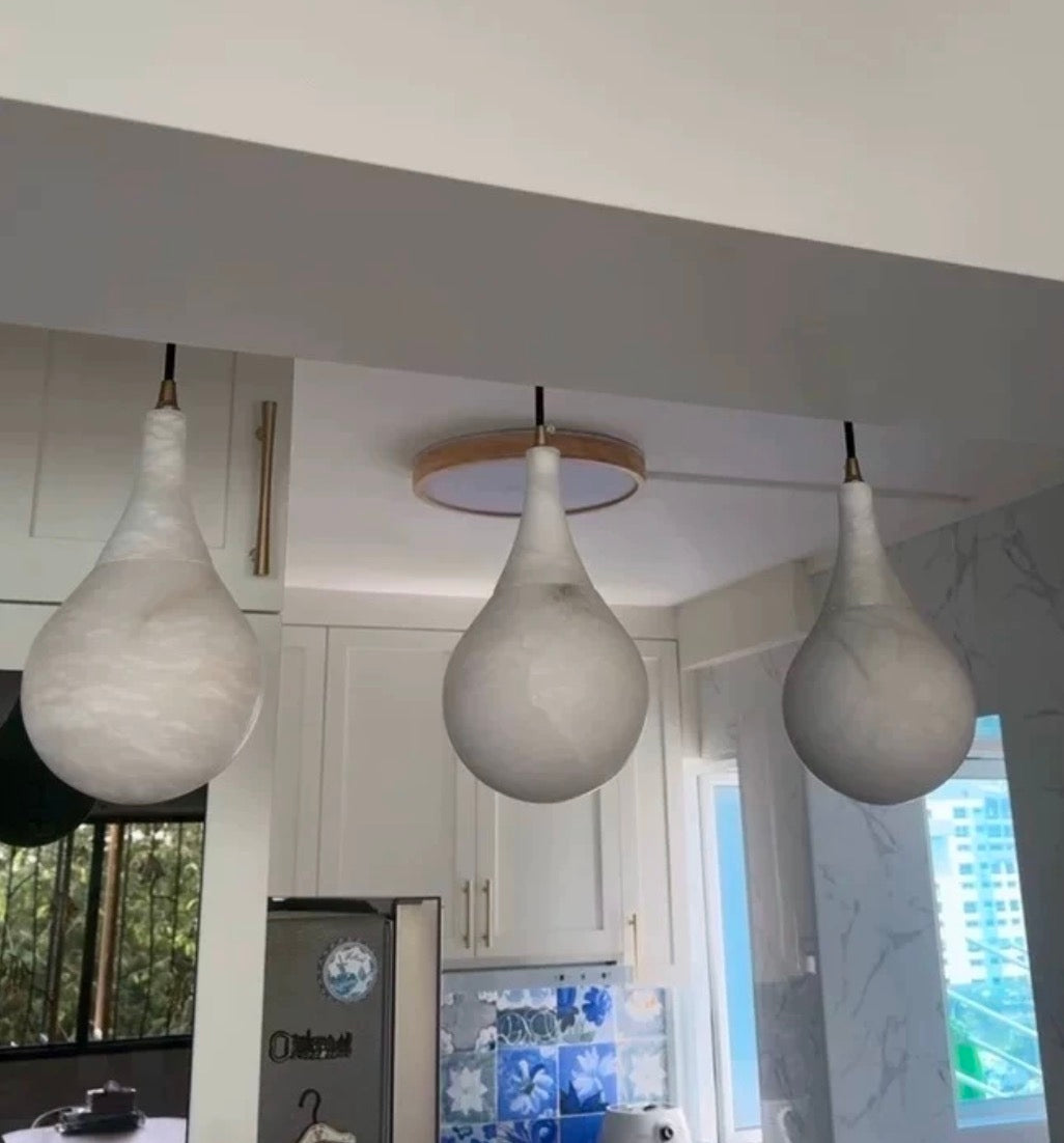 Alabaster Raindrop Pendant Light