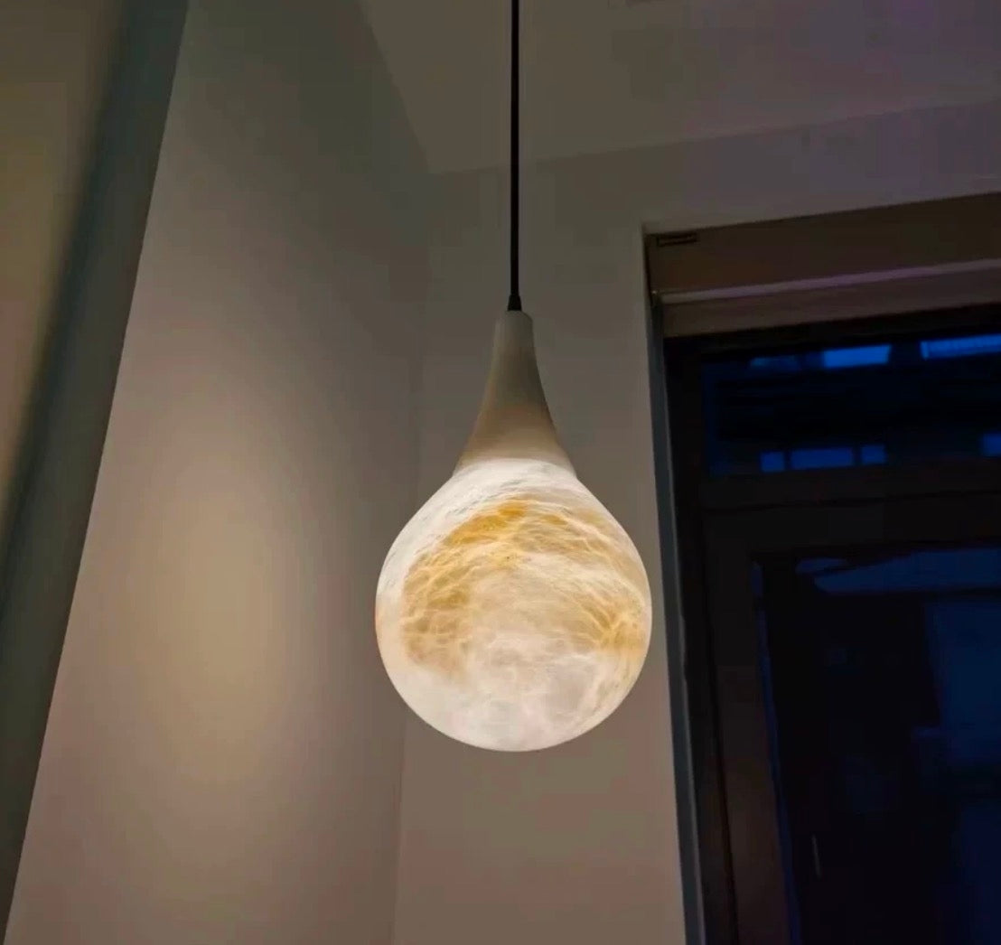Alabaster Raindrop Pendant Light