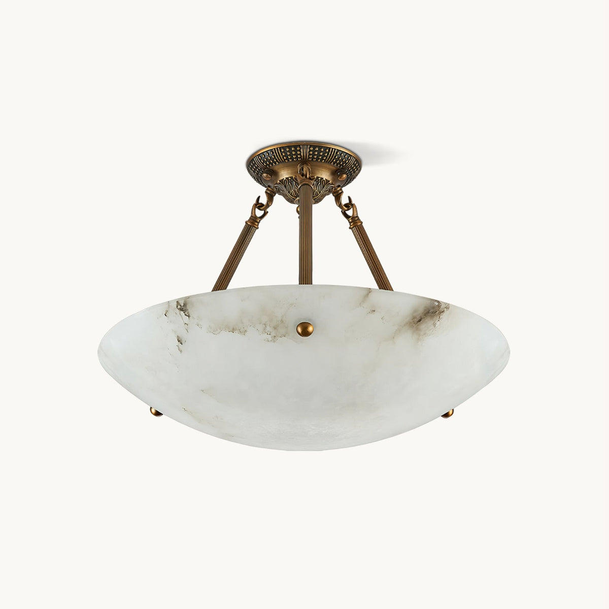 Ingrid Retro Alabaster Ceiling Light on white background