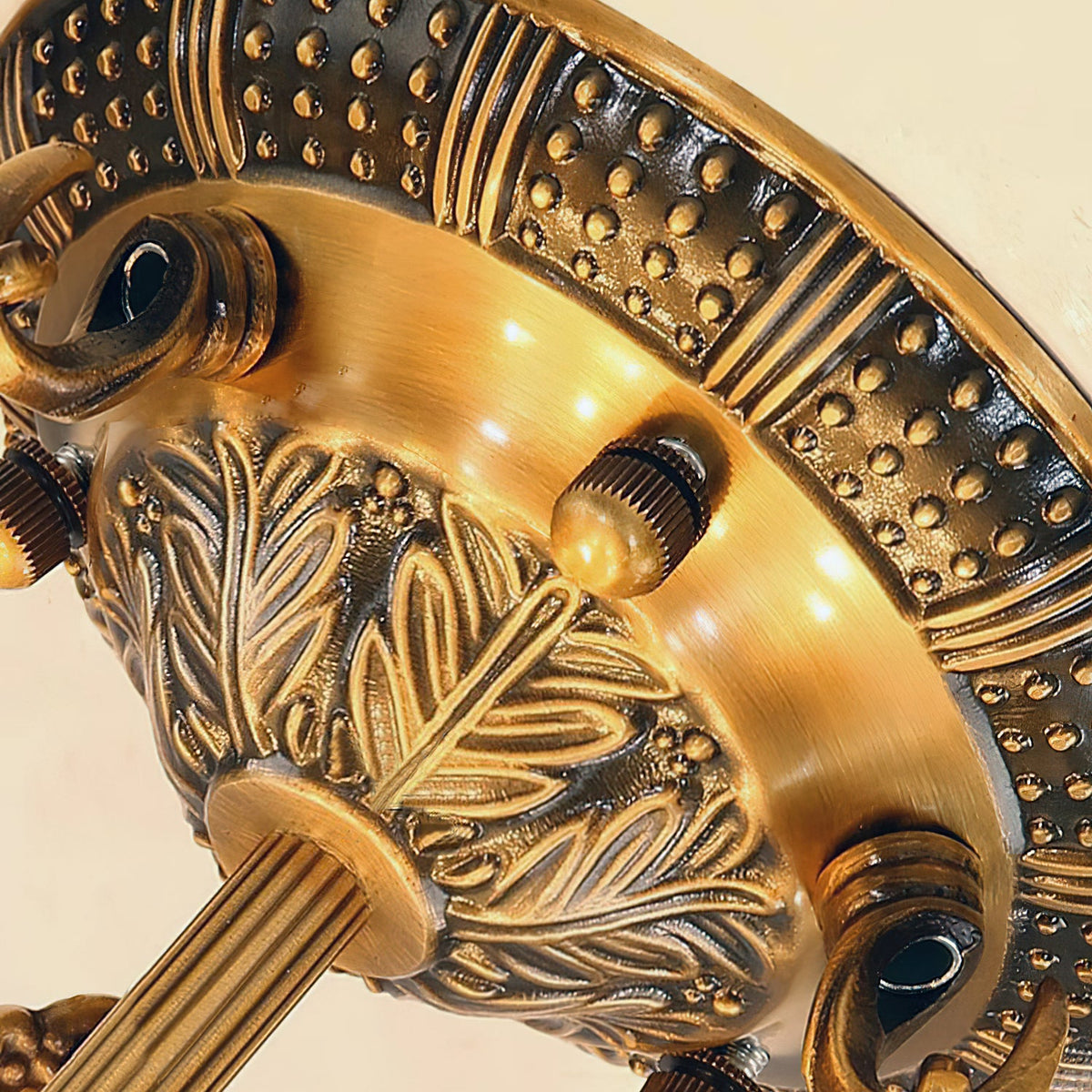 Ingrid Retro Alabaster Ceiling Light copper canopy detail