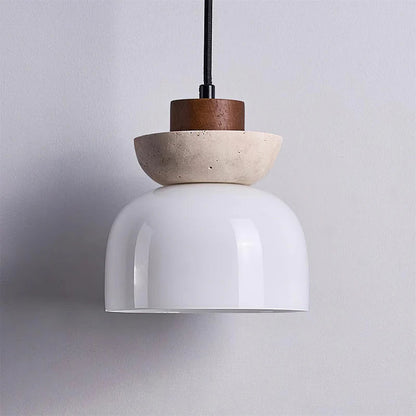 Angelina Japandi Travertine Glass Pendant Light