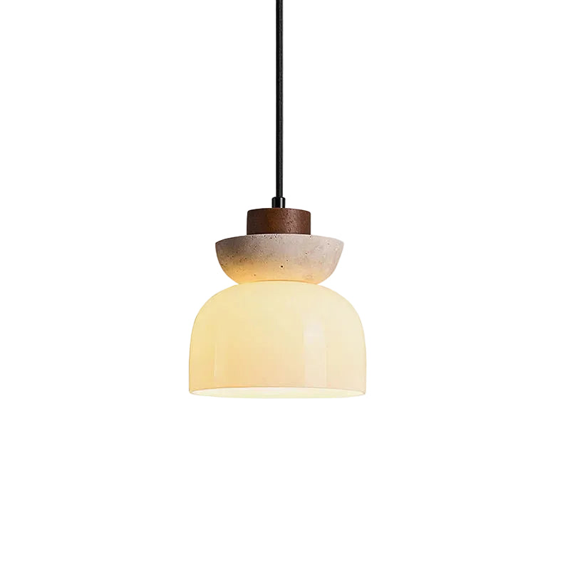 Angelina Japandi Travertine Glass Pendant Light