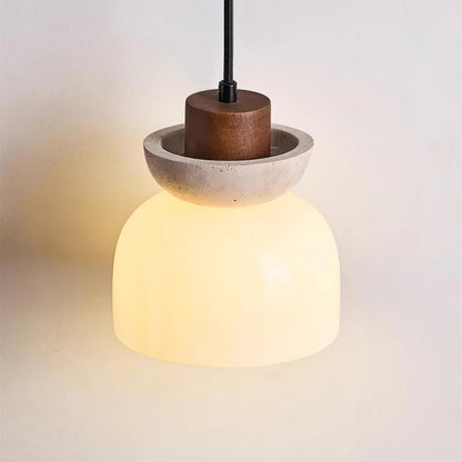 Angelina Japandi Travertine Glass Pendant Light
