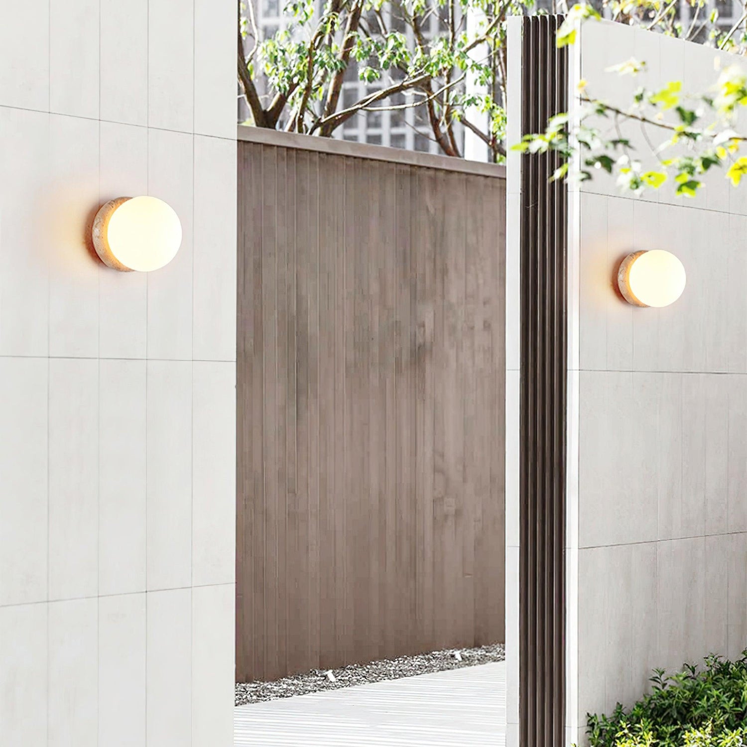 Asteroid Travertine Outdoor Wall Light