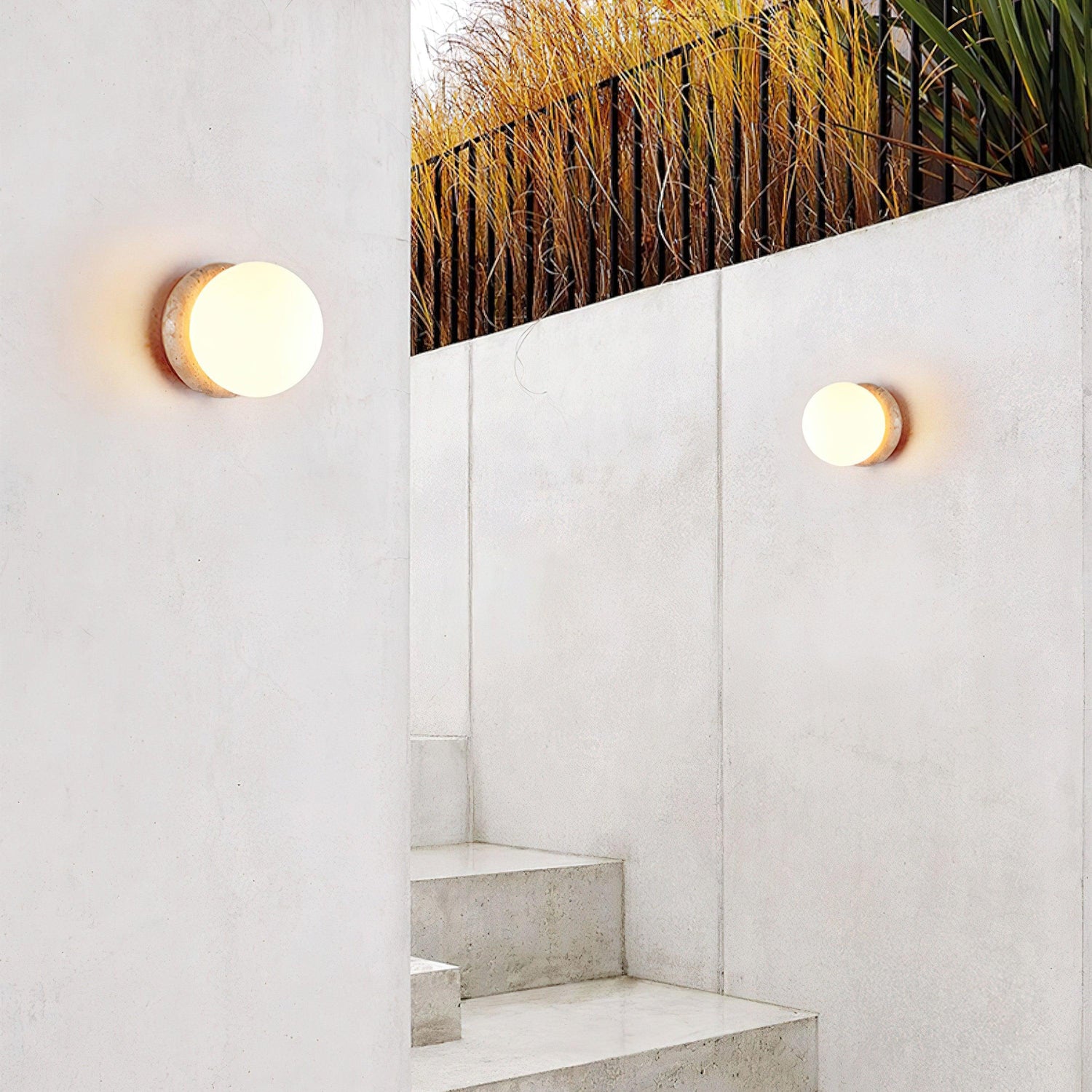 Asteroid Travertine Outdoor Wall Light