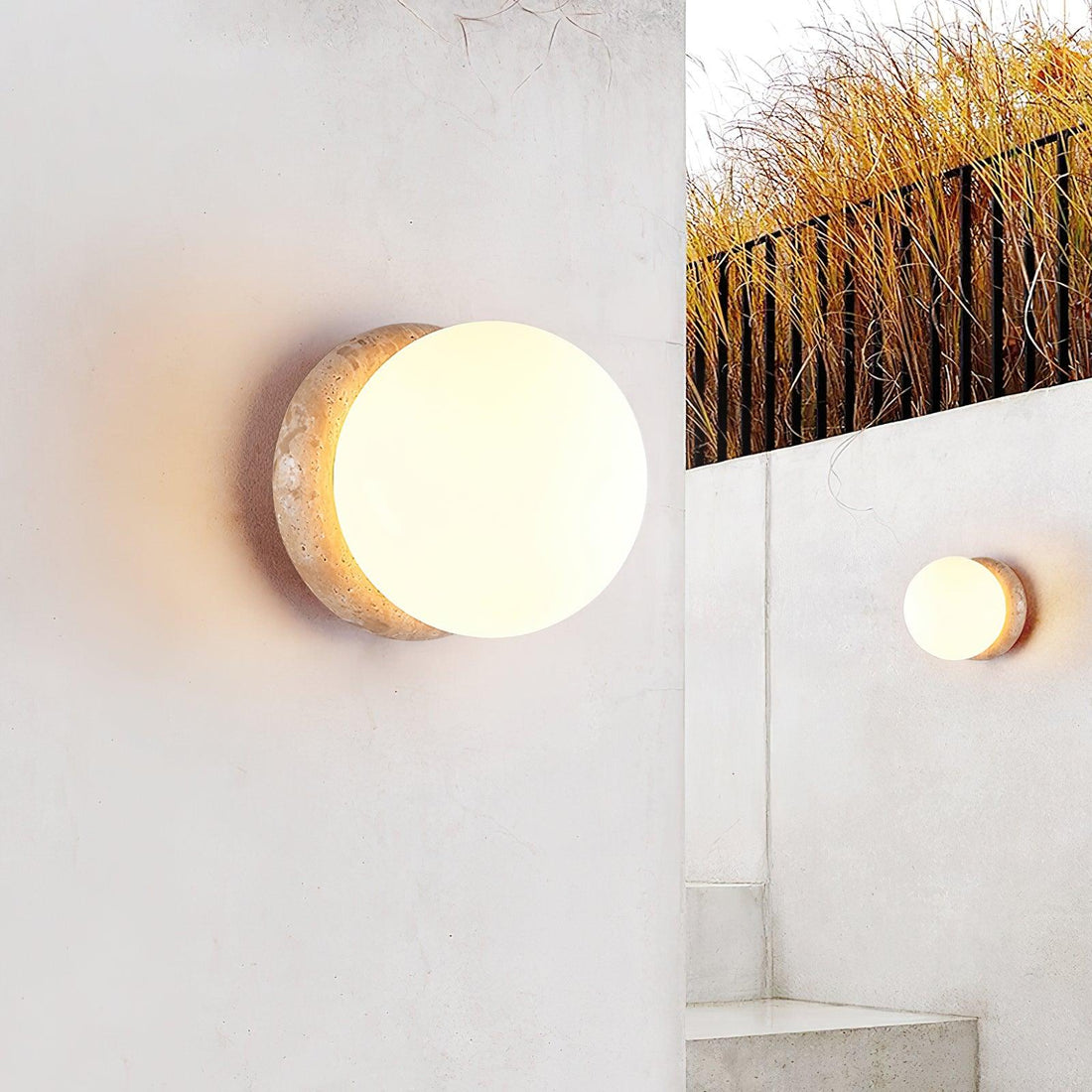 Asteroid Travertine Outdoor Wall Light