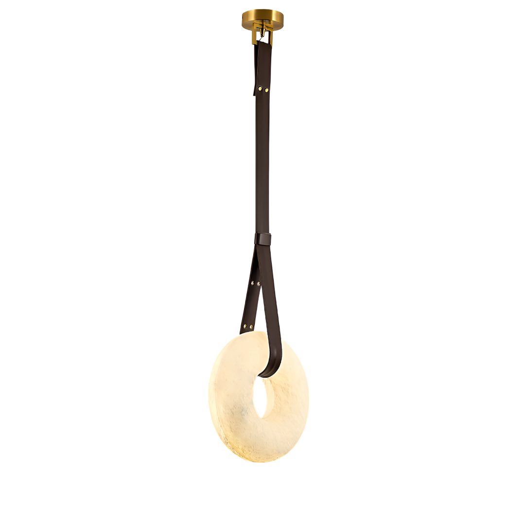 Aurelia Halo Nordic Alabaster Leather Strip Pendant Light