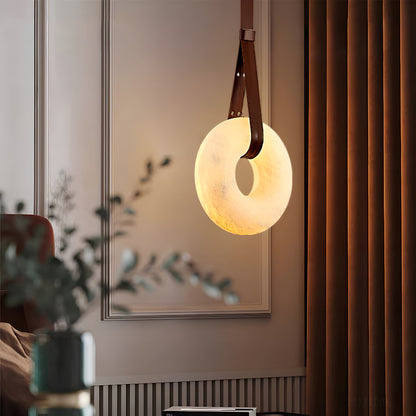Aurelia Halo Nordic Alabaster Leather Strip Pendant Light