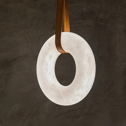 Aurelia Halo Nordic Alabaster Leather Strip Pendant Light