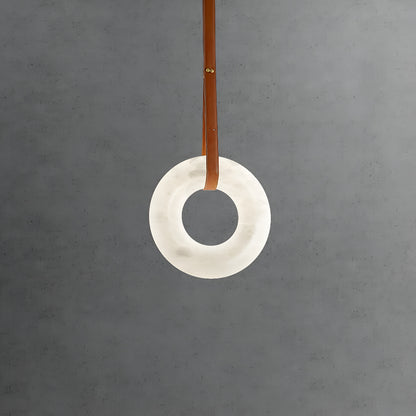 Aurelia Halo Nordic Alabaster Leather Strip Pendant Light