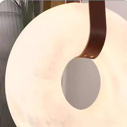 Aurelia Halo Nordic Alabaster Leather Strip Pendant Light