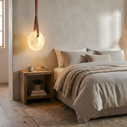 Aurelia Halo Nordic Alabaster Leather Strip Pendant Light