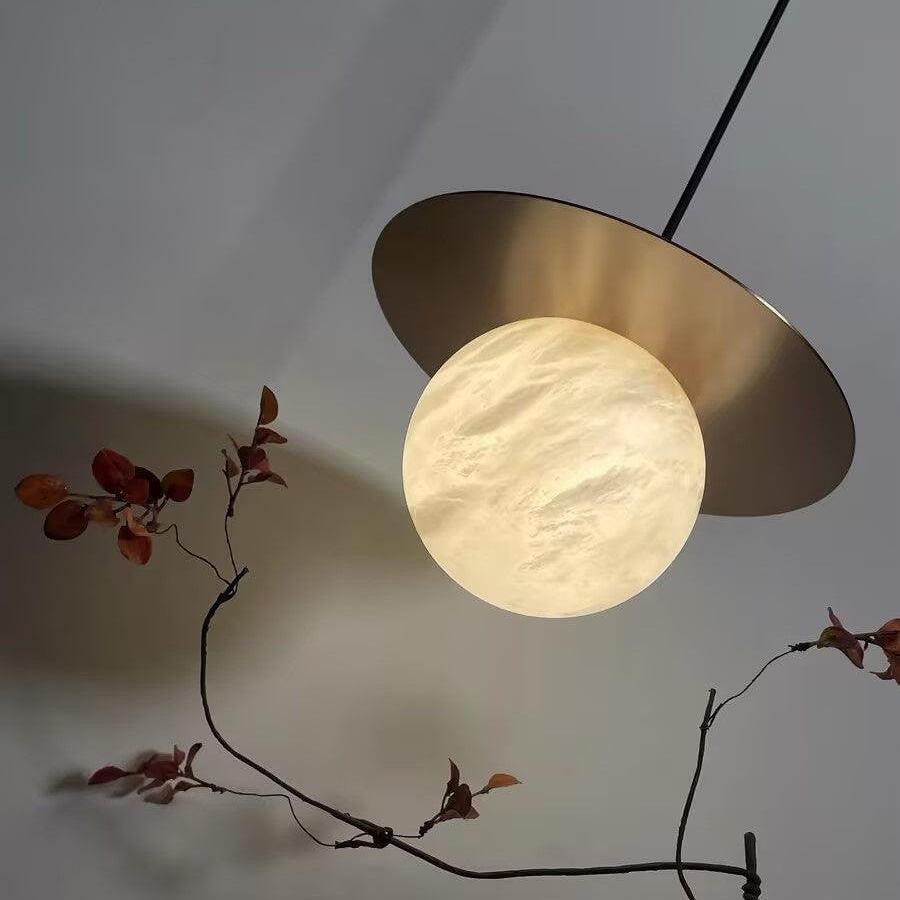 Brass and Alabaster Spherical Lamp