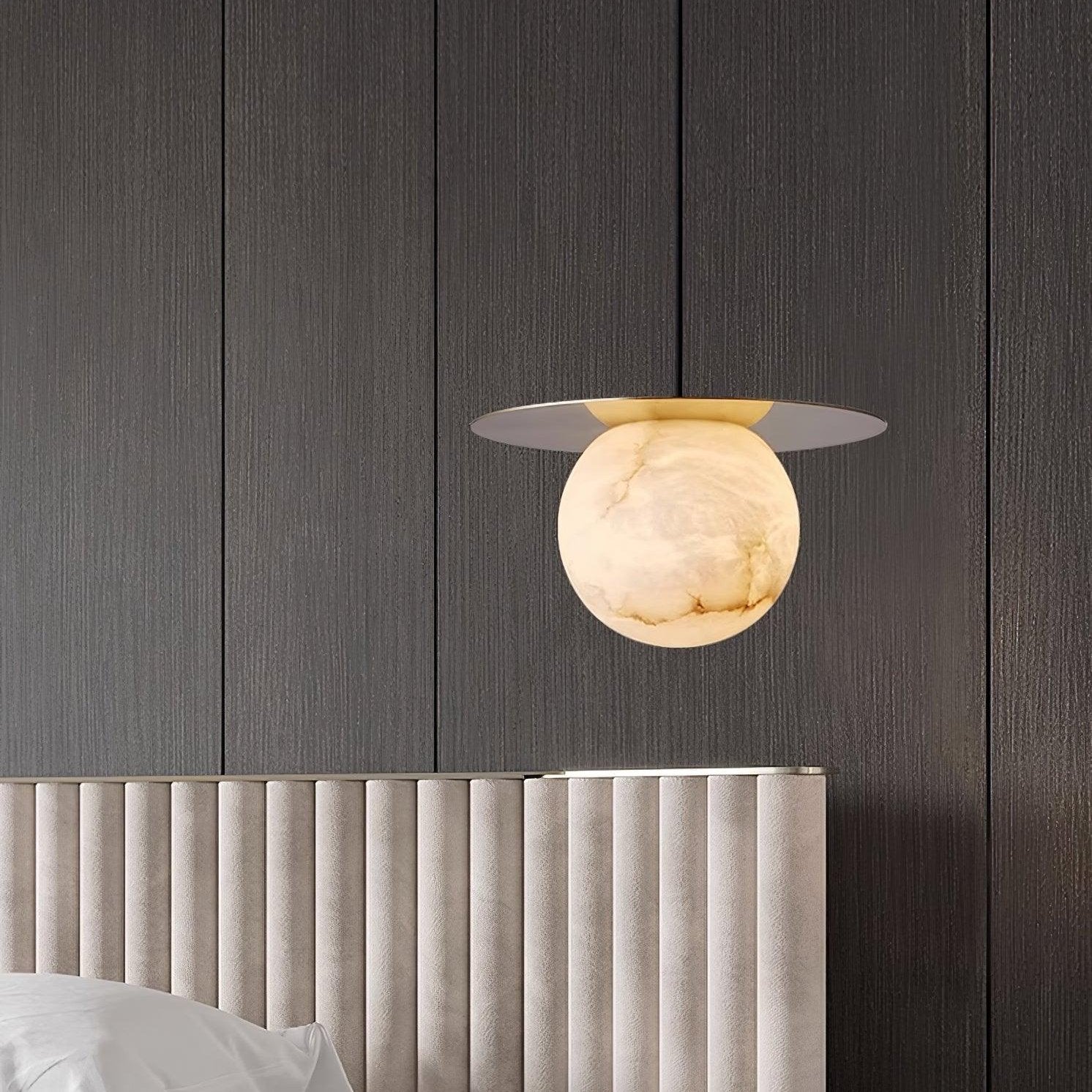 Brass and Alabaster Spherical Lamp