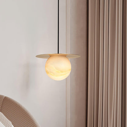 Brass and Alabaster Spherical Lamp