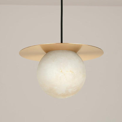 Brass and Alabaster Spherical Lamp