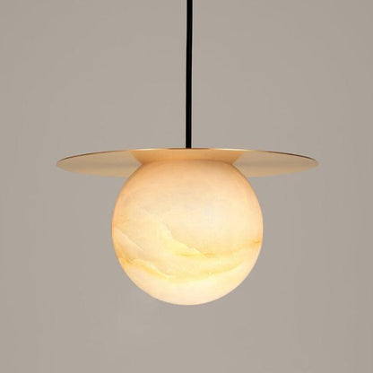 Messing- und Alabaster-Sphärenlampe