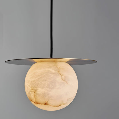 Brass and Alabaster Spherical Lamp