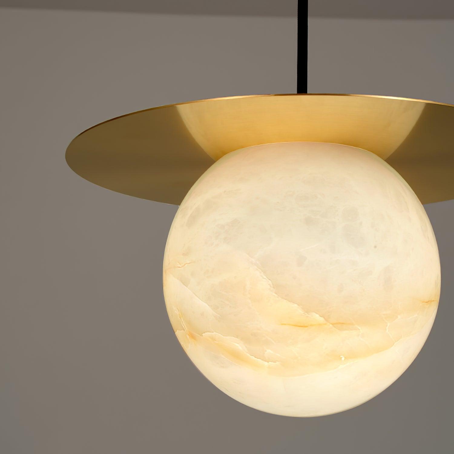 Brass and Alabaster Spherical Lamp