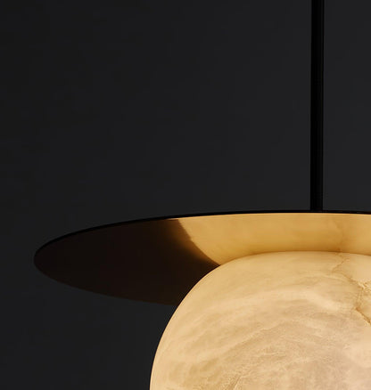 Brass and Alabaster Spherical Lamp