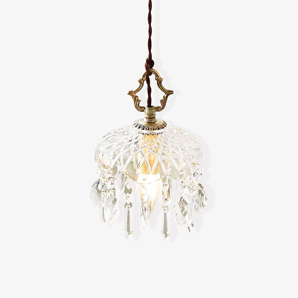 Celestial Glow Retro Brass Glass Pendant Light