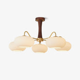 Kaki chandelier walnut stem and brass arms