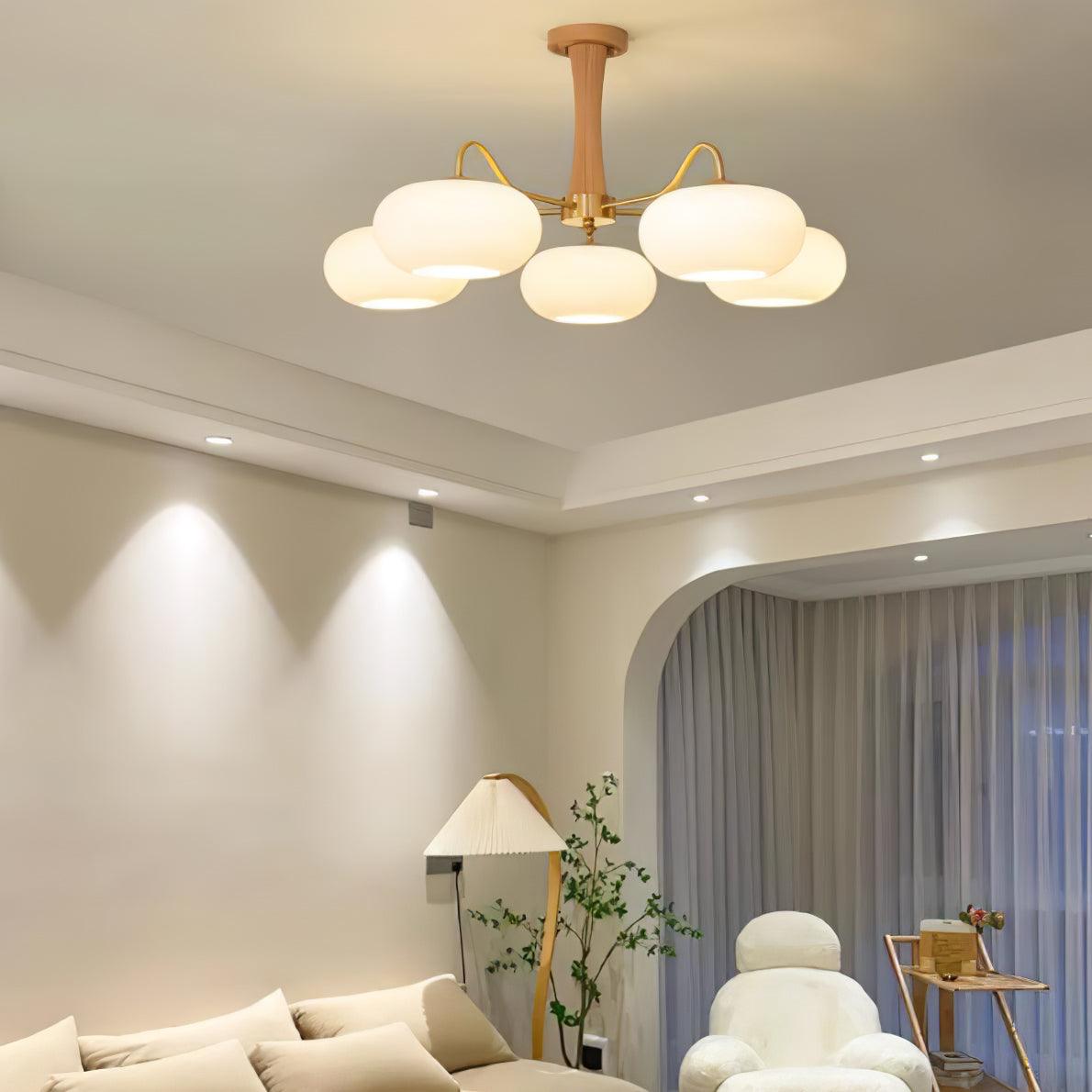Kaki semi-flush chandelier with soft cove lighting