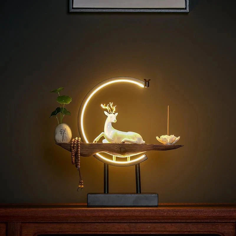 White Deer Incense Burner Lamp