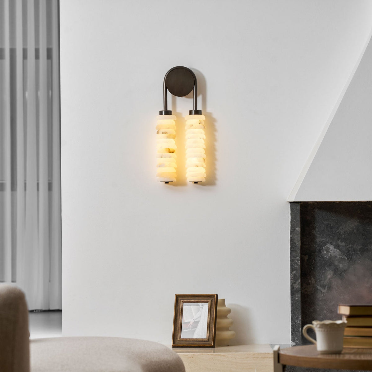 Calla Ribbed Nordic Modern Alabaster Stone Wall Light