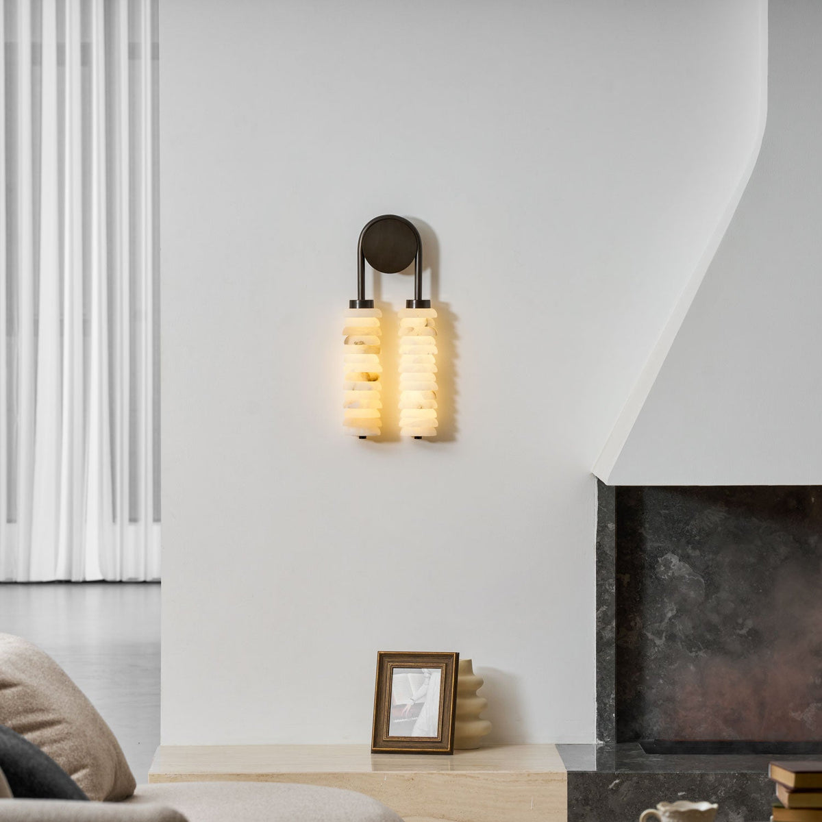 Calla Ribbed Nordic Modern Alabaster Stone Wall Light