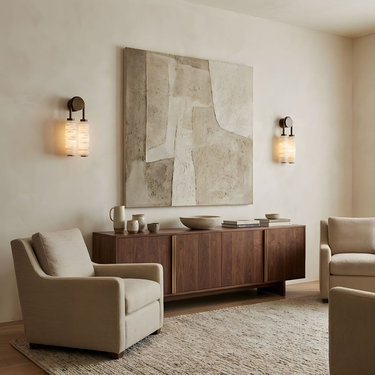Calla Ribbed Nordic Modern Alabaster Stone Wall Light