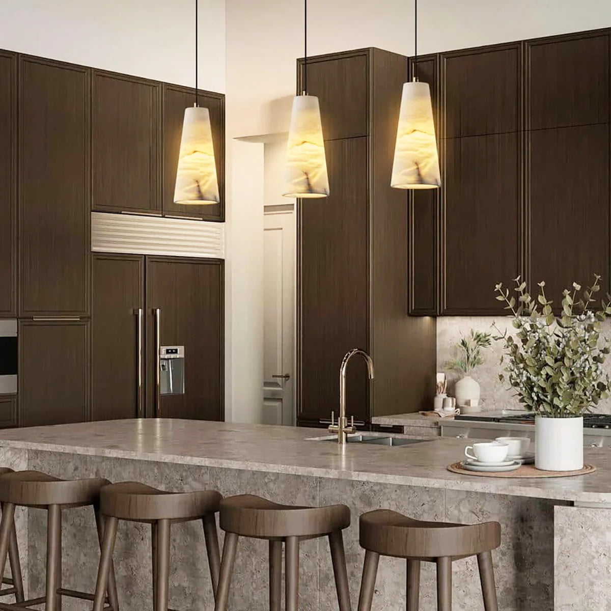 Aurora Pillar Alabaster Pendant Light