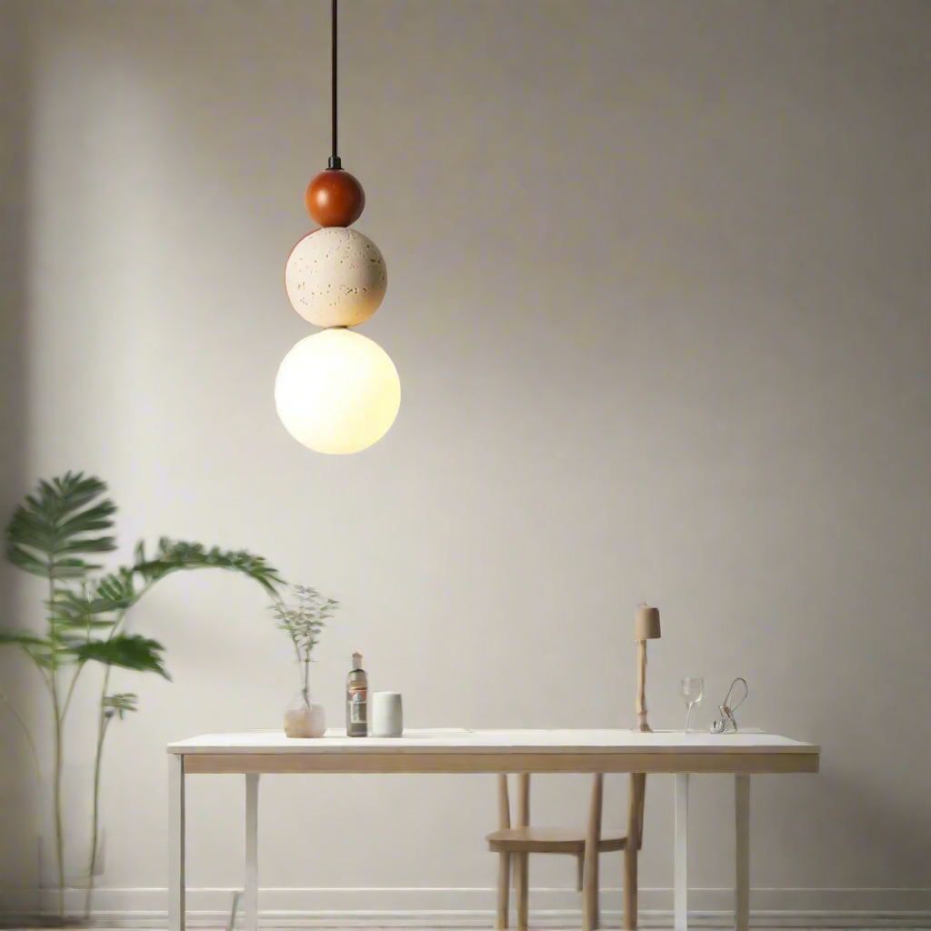 Elegant Glow Cream Stone Bedside Pendant Light