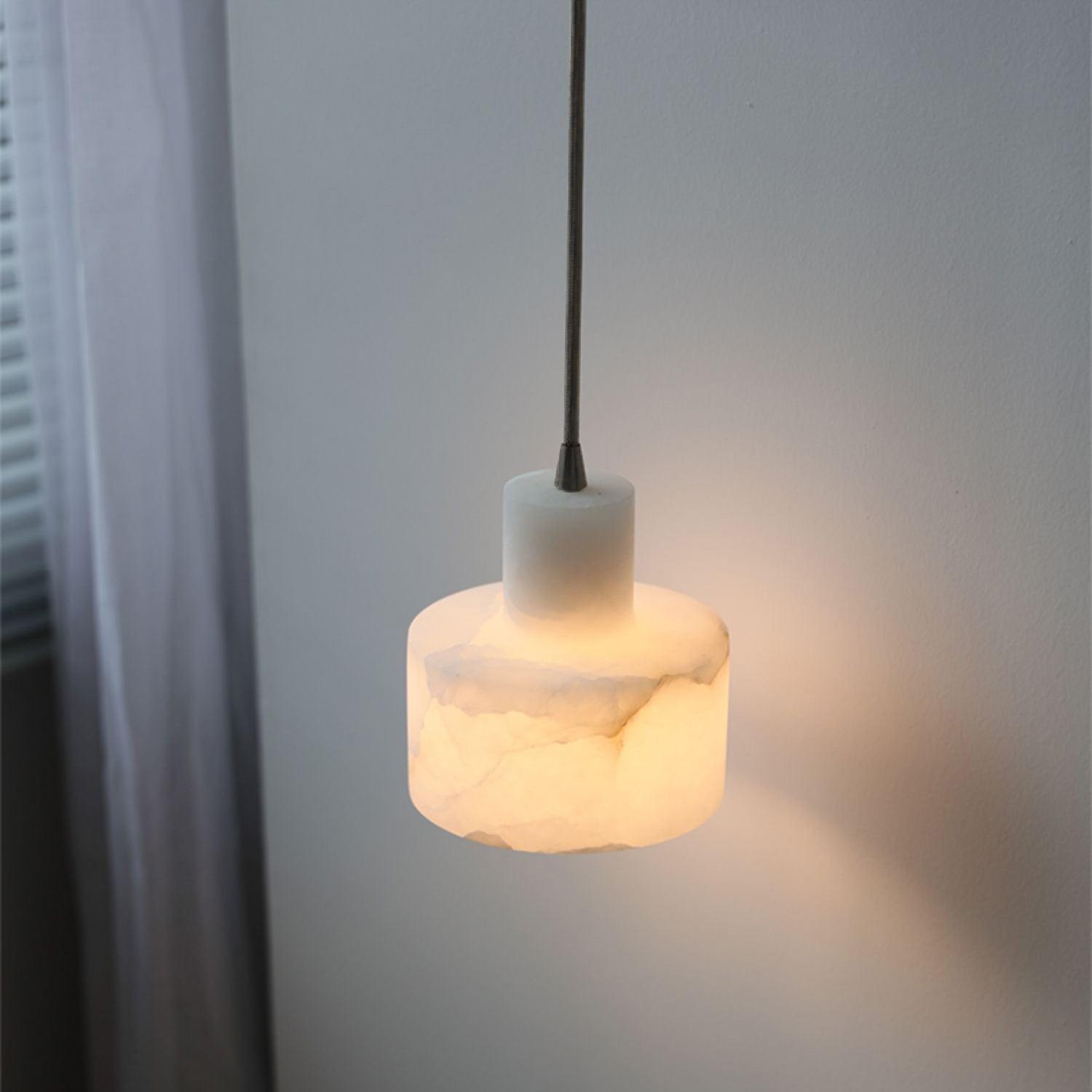 Cylindrical Alabaster Pendant Lamp