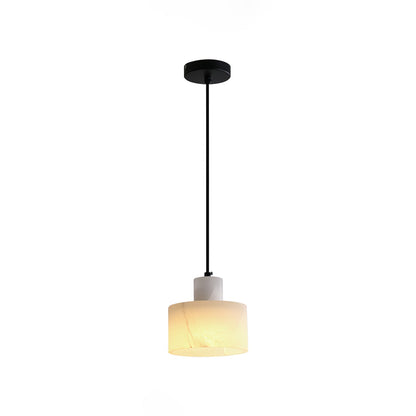 Lampe suspendue en albâtre cylindrique