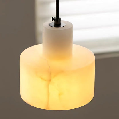 Cylindrical Alabaster Pendant Lamp