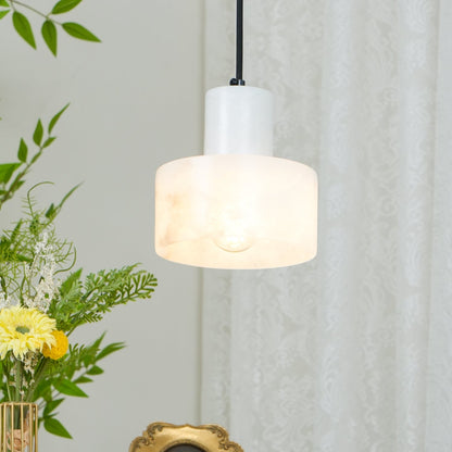 Cylindrical Alabaster Pendant Lamp