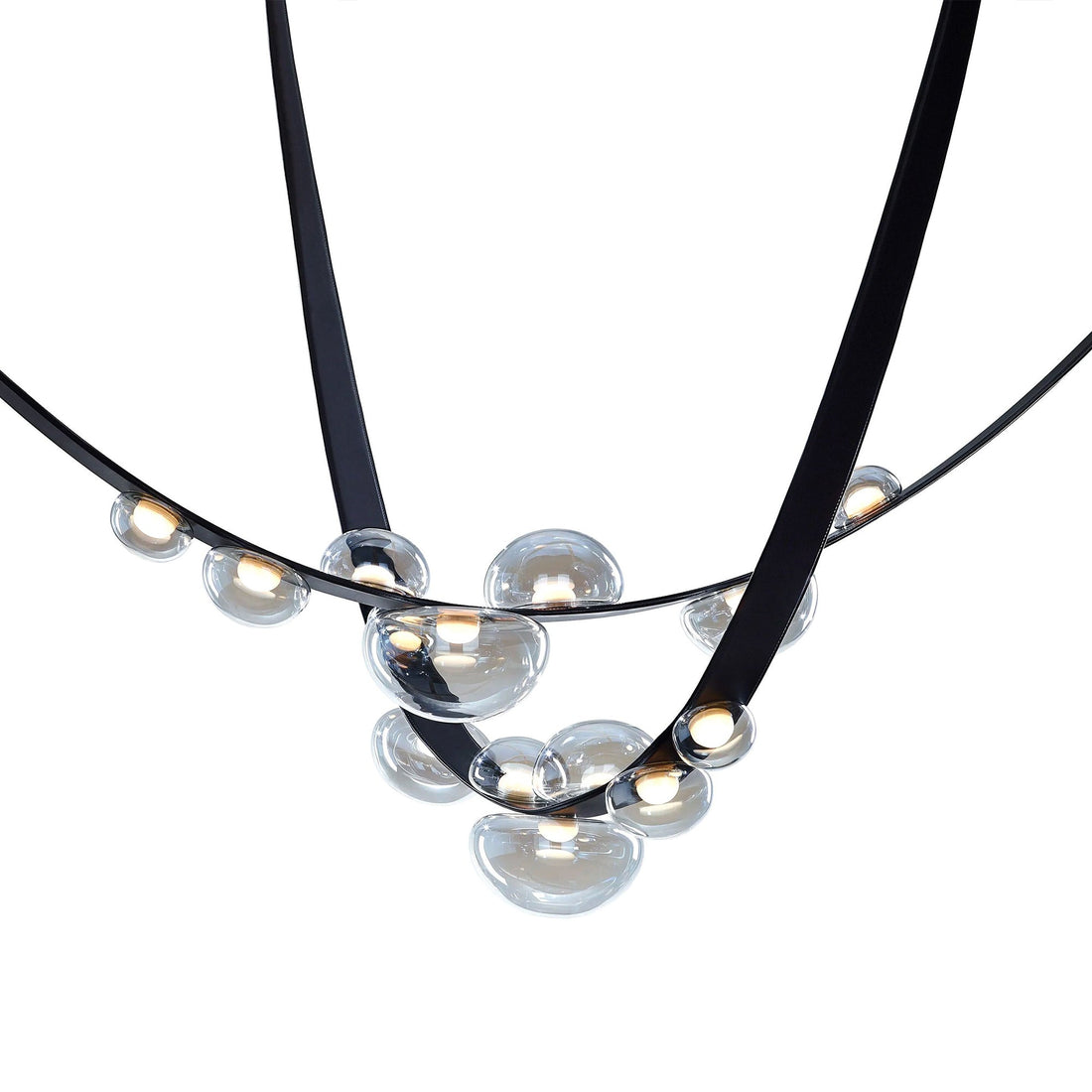 Dew Drops Nordics Glass Leather Linear Chandelier