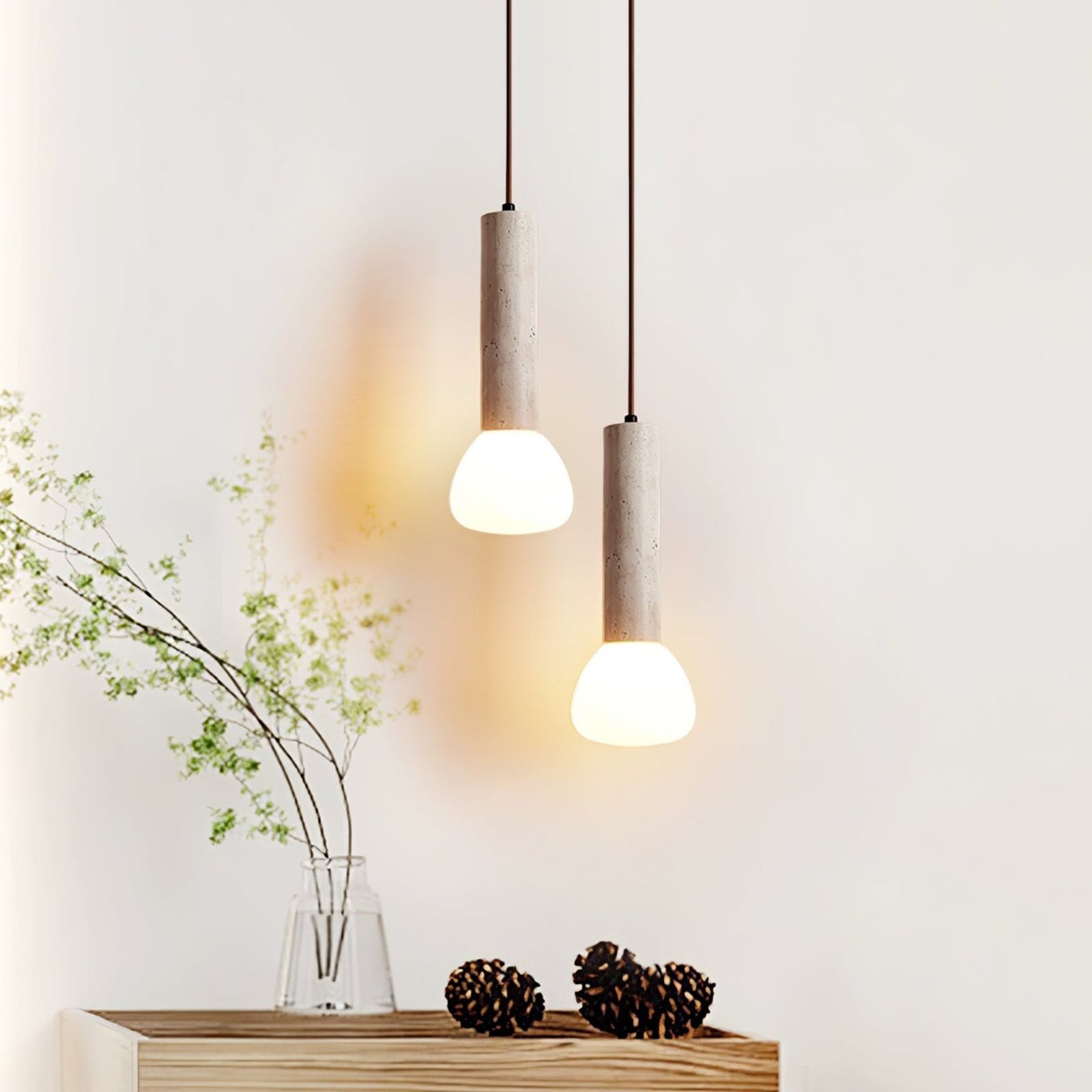 Elegant Travertine Cream Style Pendant Light