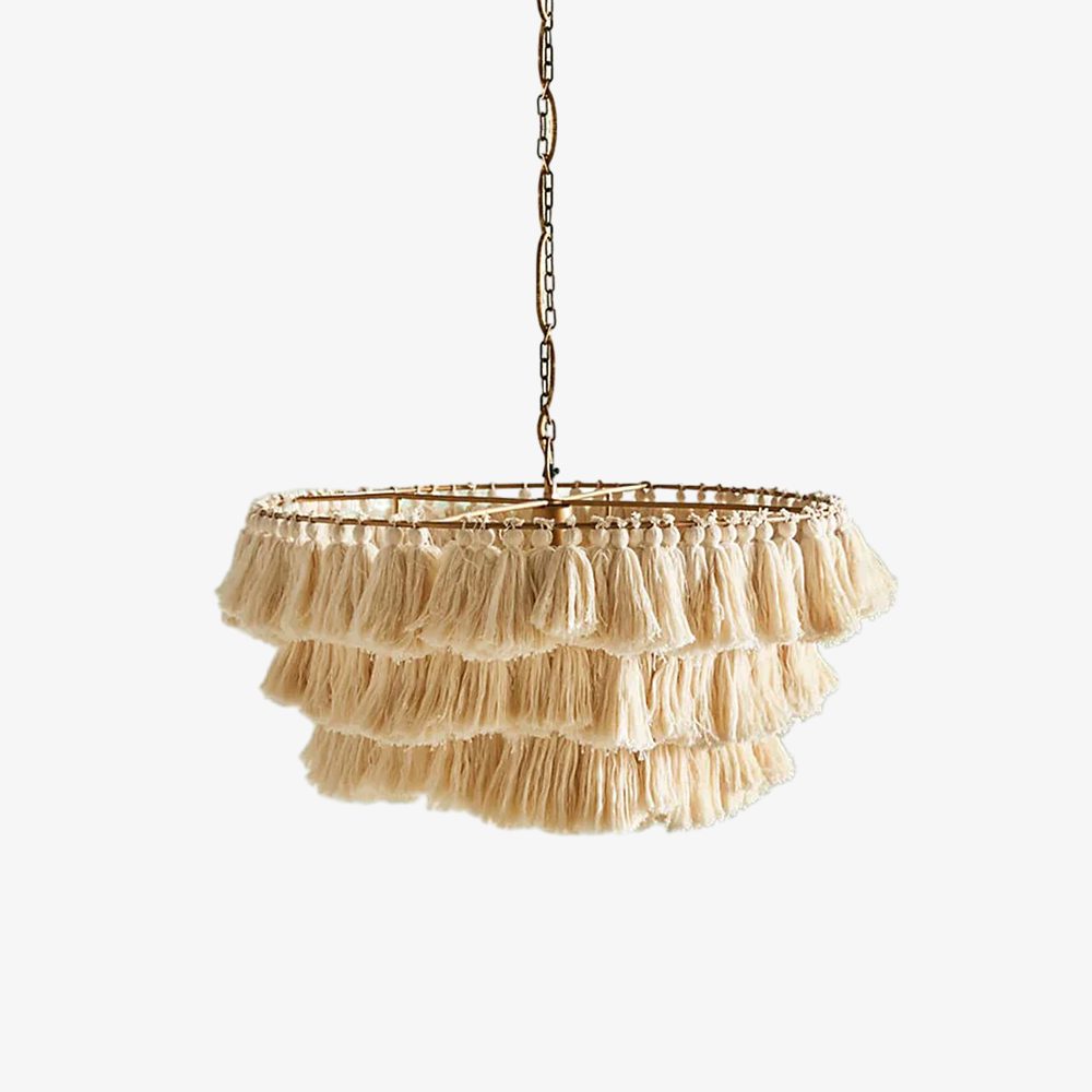 Lampe à pendentif bohème en tissu avec pampilles