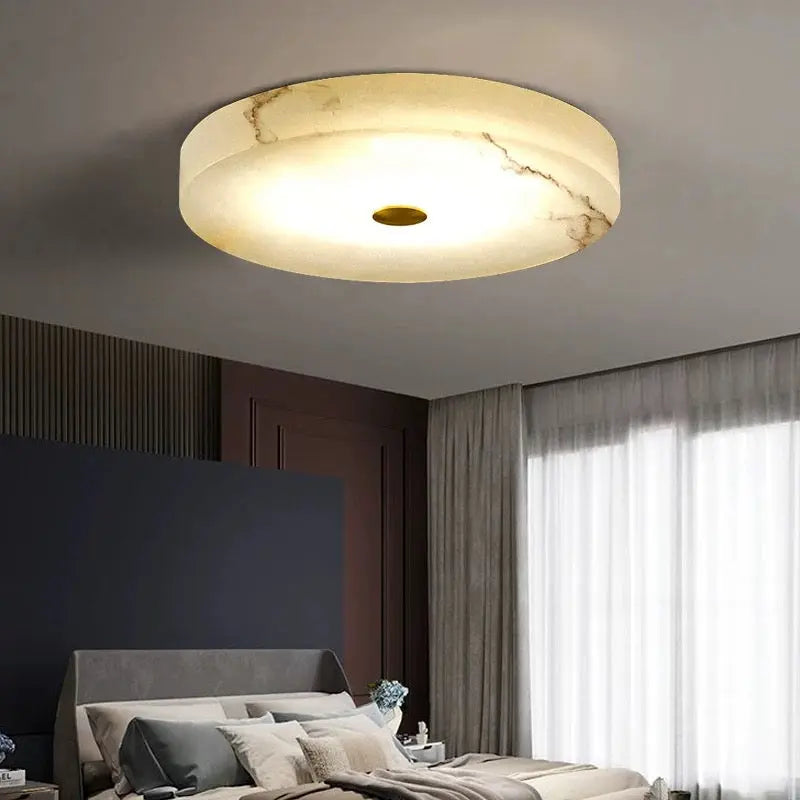 Alabaster Flush Mounted Round LED Ceiling Lamp