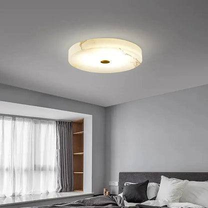 Alabaster Flush Mounted Round LED Ceiling Lamp