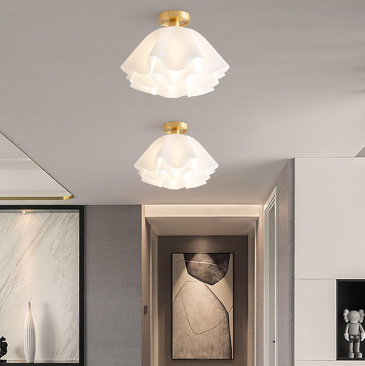 Lustra Pleated Retro Brass Acrylic Ceiling Light