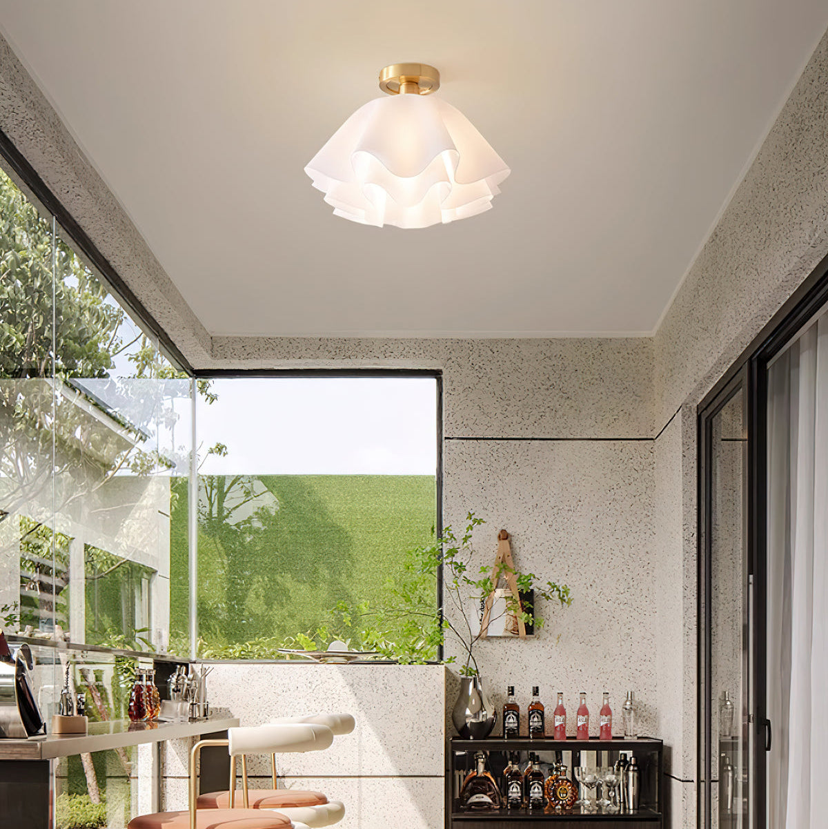 Lustra Pleated Retro Brass Acrylic Ceiling Light