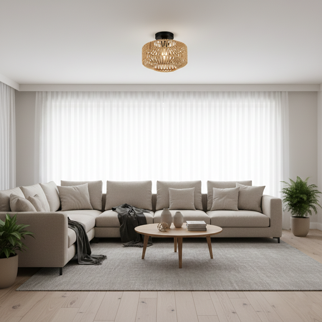 Woven Lantern Boho Radiance Rattan Ceiling Light