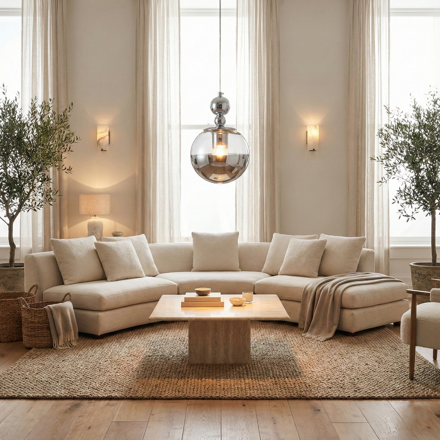 Orbique Bauhaus Chrome Mirrorball Glass Pendant Light